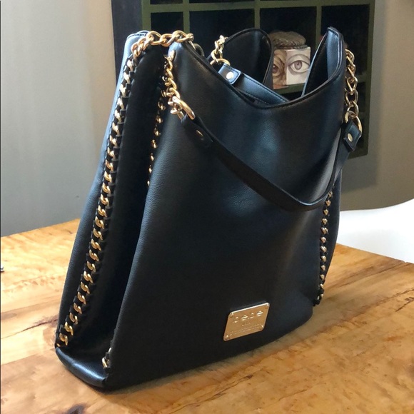 BeBe black purse with gold chain accent - Picture 3 of 5